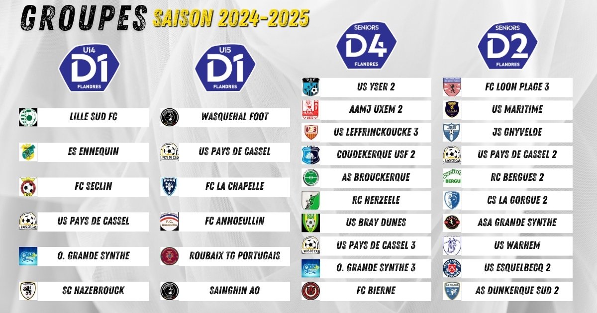 Les U14D1, U15D1, et Séniors D2 et D4 connaissant leurs adversaires pour la saison 2024-2025